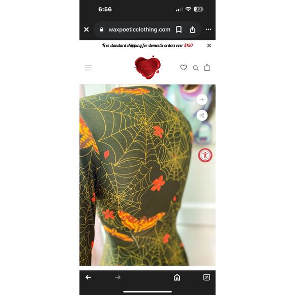 Wax Poetic Raquel Maxi Dress XXL Clarice  Death’s Head Moth Spiderweb Gothic - Picture 10 of 10